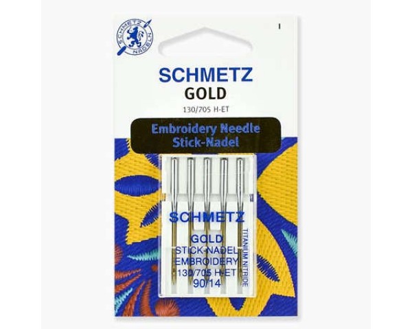 Иглы Schmetz для вышивания Gold титан №90 5 шт. 130/705H-ET