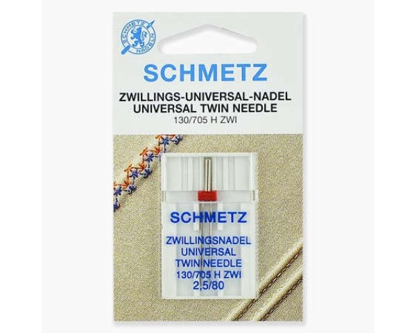Иглы Schmetz двойные универсальные № 80/2.5 1 шт. 130/705H-ZWI